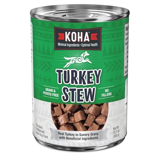KOHA Minimal Ingredient Turkey Stew for Dogs, High Protein Limited Ingredient Dog Food, 12.7oz Cans (Case of 12)