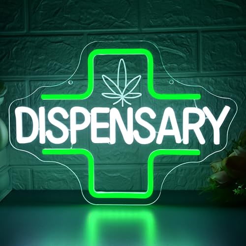 Image of Leaf Neon Sign for Wall Decor Dimmable Weed Dispensary LED Neon Light for Shop Green Leaf Lights for Man Cave Bar Pub Decor Birthday Party Store Bedroom Gifts for Smoker Men Size 13.8 * 10in(GLNP317)