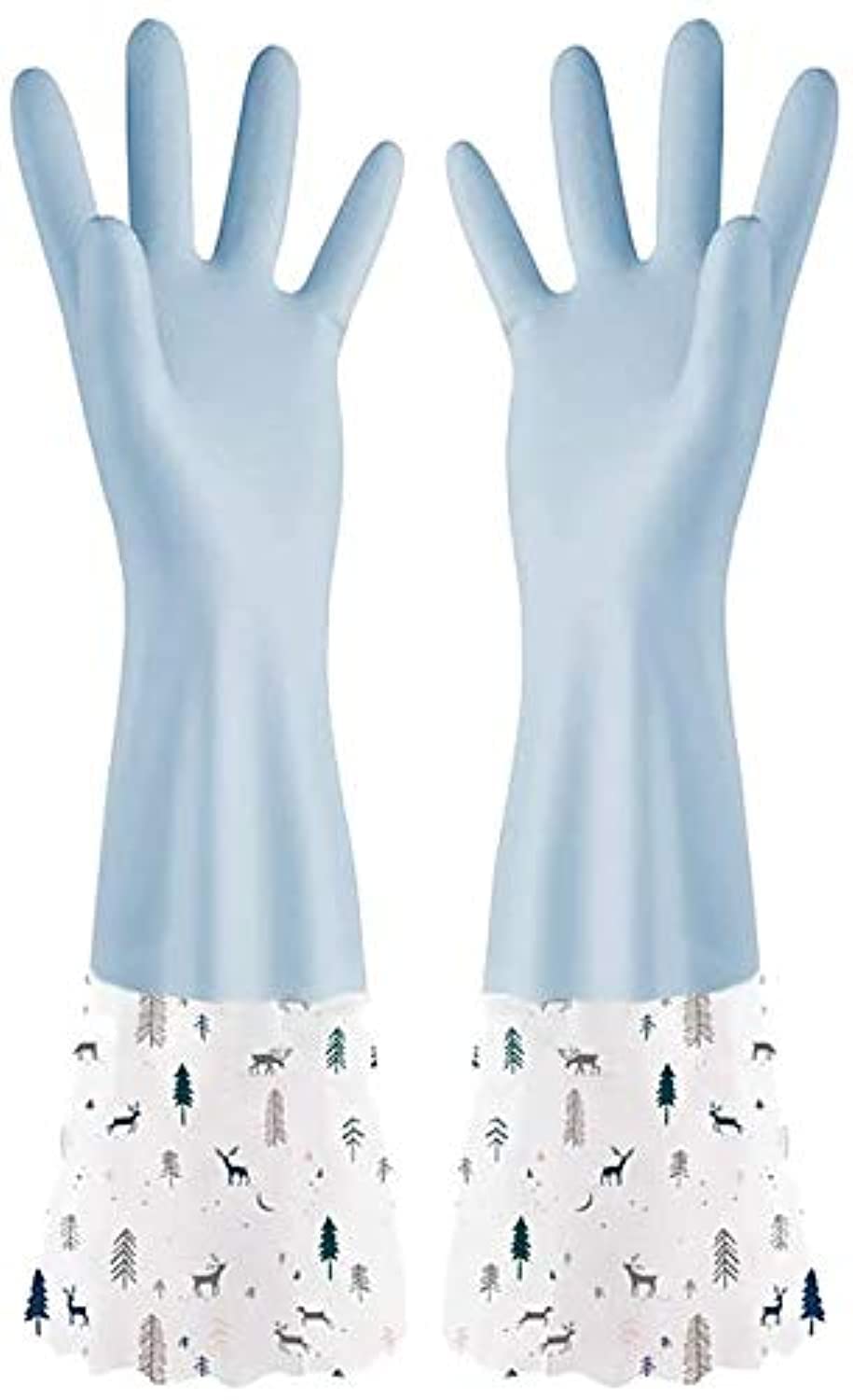 Elifino Rubber Gloves for Kitchen Dishwashing Gloves, Reusable Waterproof Household Long Kitchen Cleaning Washing PVC Gloves for Cleaning Dish Gloves Durable & Waterproof & Latex Free