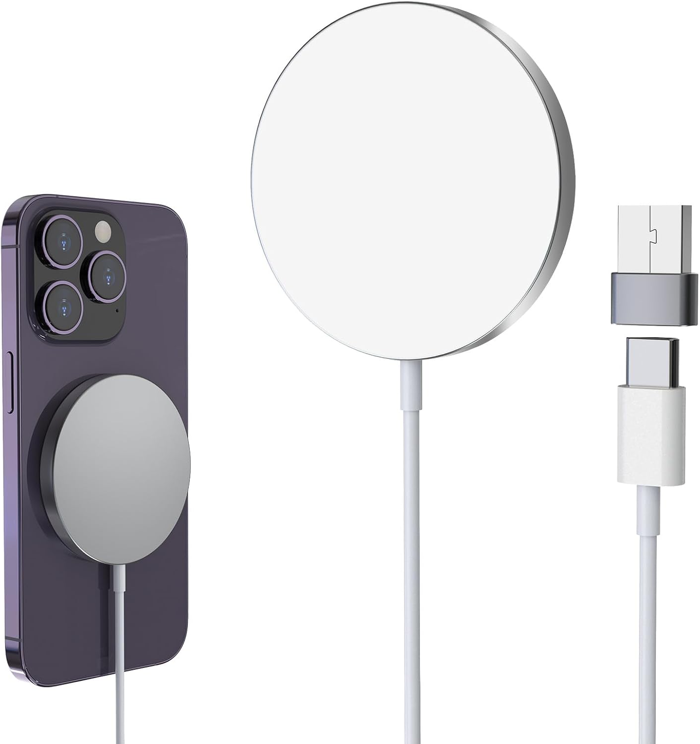 Magnetic Wireless Charger for iPhone Mag Safe Charger, 15W Magnet Fast Charging Pad for iPhone 16 15 14 13 12 Pro Max Plus & Airpods 2 3 Pro, Silm Light Aluminium Alloy Quick Charger