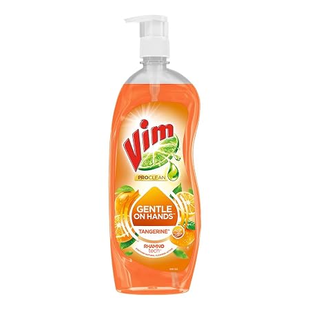 Vim ProClean Dishwash Liquid Gel with Tangerine powered by RhamnoTech™, Gentle on Hands, Removes Tough Grease and Odours, 700ml