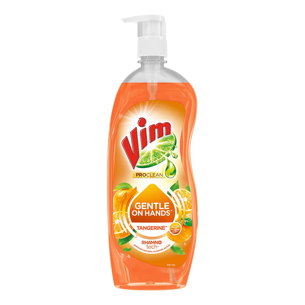 Vim ProClean Dishwash Liquid Gel with Tangerine powered by RhamnoTech™, Gentle on Hands, Removes Tough Grease and Odours, 700ml
