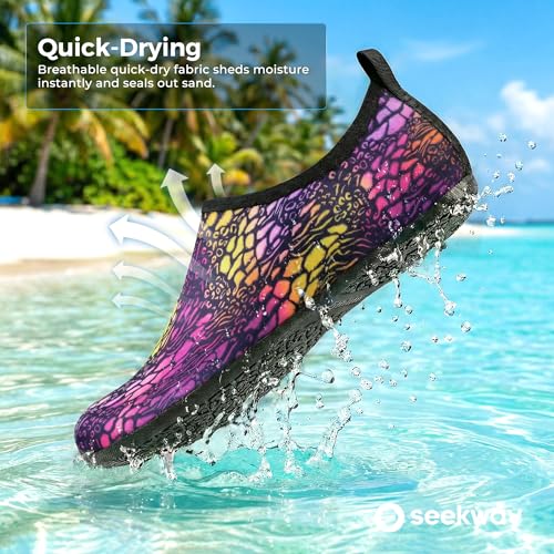 Image of SEEKWAY Water Shoes Women Men Adult Quick-Dry Aqua Socks Barefoot Non Slip for Beach Swim River Pool Lake surf Black SK002(U)