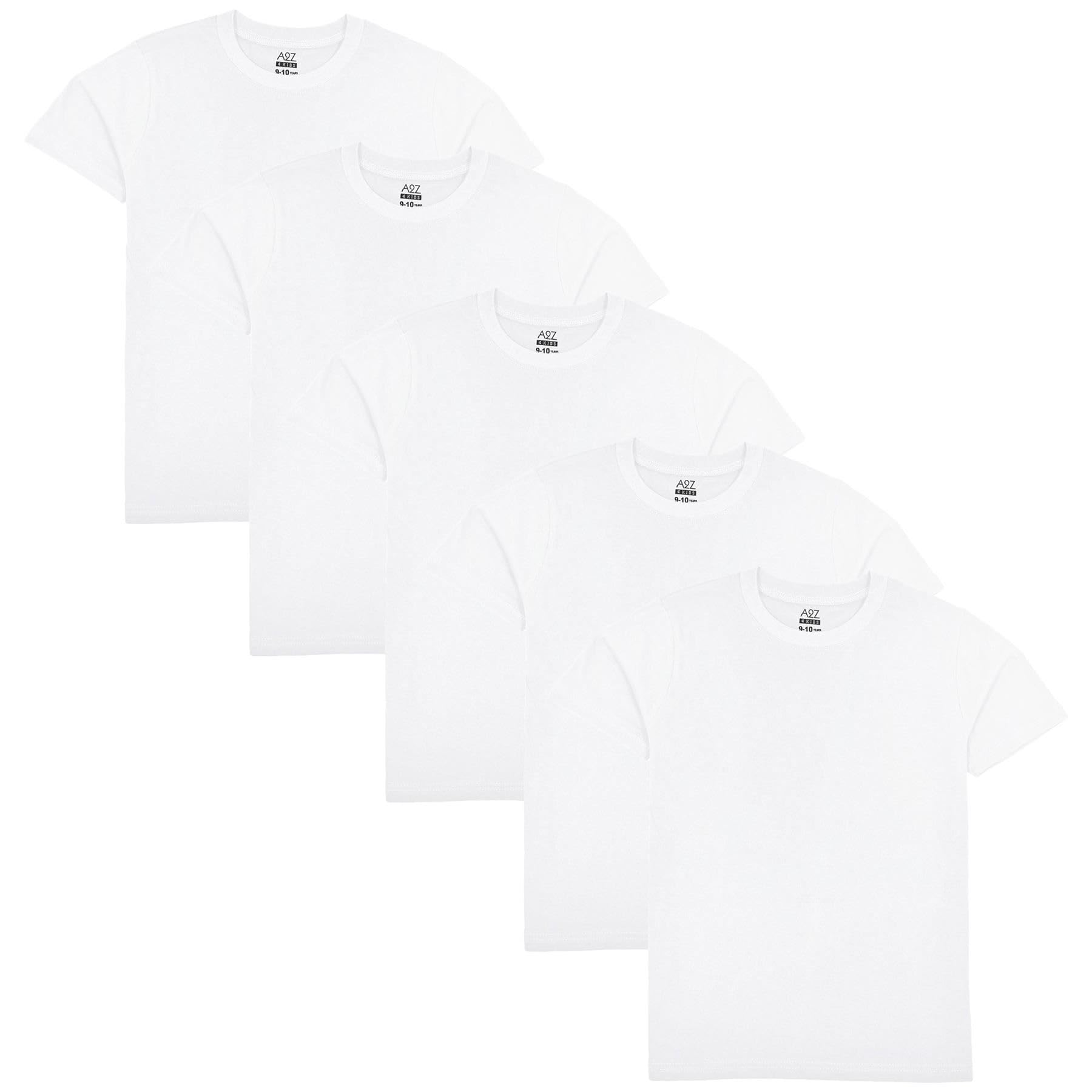 A2Z 4 KidsPack of 5 Kids Girls Boys Plain T Shirt Soft Feel PE School T Shirt Lightweight Summer Tank for Children Age 2-13 Years