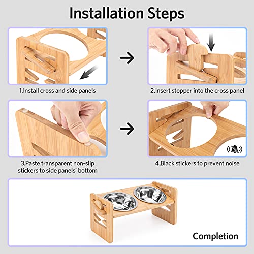 DUDUPE Bamboo Elevated Dog Bowls with Stand Adjustable Raised Puppy Cats Food Water Bowls Holder Rabbit Feeder for Small… - Image 7
