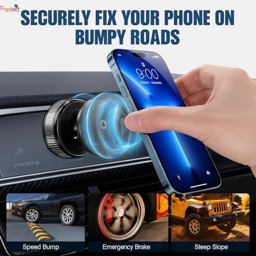 Image of Pereptual 360 Magnetic Car Phone Holder - Vacuum Suction Cup Mount, Hands-Free Phone Stand for Car, Gym, Mirror & Shower, Universal Mobile Compatibility (Non-Extended)