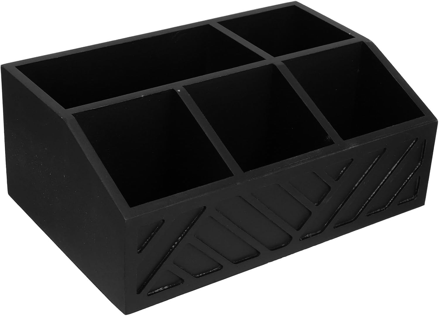 Wooden Coffee and Tea Bag Organizer Box with Compartments, Black Small Storage Chest for Countertop Coffee Cup Accessories and Tea Packet Holder