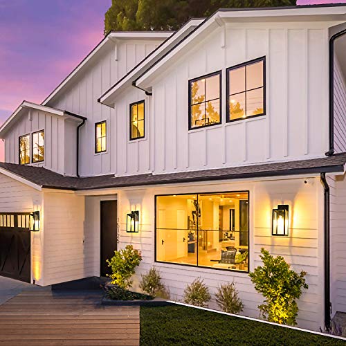 Image of SHINE HAI Dusk to Dawn Outdoor Wall Lantern, Double Extra Large Exterior Wall Sconce Fixture with E26 Base, Waterproof Wall Mount Light, Outdoor Lantern for Porch 2 Pack