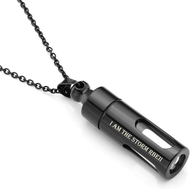 Zysta Personalised Acrylic Cremation Pendant Necklace for Ashes Clear Glass Stainless Steel Customised Engraving Cylinder Urn Keepsake Jewellery Necklaces Ash Memorial Necklass