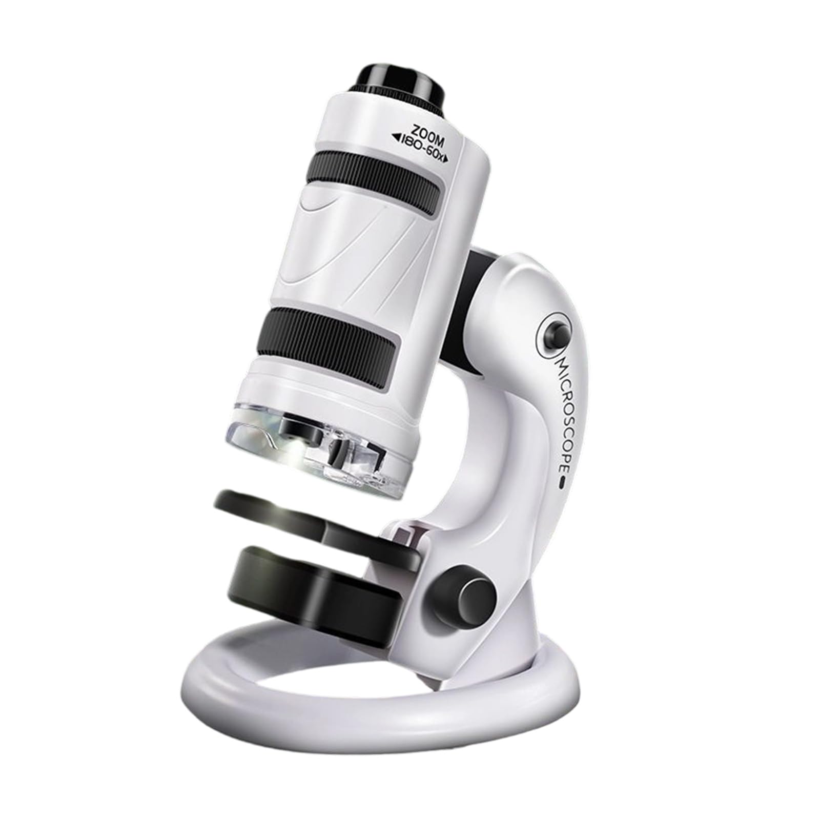 Instrument scientifique portable avec grossissement de 60 x 180x, base amovible, lumière LED, instrument à 12 diapositives avec base