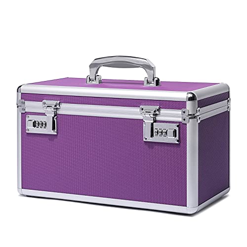 HEWEI WORKS Boîte à Médicaments avec Armoire à Serrure à Combinaison, adapté à l'entreposage de Pharmacie et d'objets personnels Importants, Contient Un Pilulier en Plastique (Pourpre/Large)