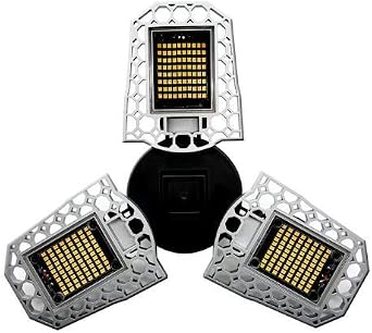 KLED Foldable LED Garage Light Bulb, Super Bright, 80W, 9600 Lumen, 3000K Warm White, Medium Base E26, for Garage Warehouse High Bay Barn Backyard Warm White-3000K, 80W