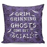T&H XHome Sea Girl Soft Haunted Halloween Mansion - Grim Grinning Ghosts Throw Pillow Indoor Cover Pillow Case for Your Home(18in x 18in)