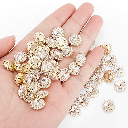 Premium Crystal Rhinestone Stitching,50Pcs Bright Flat Back Beaded Buttons With Diamonds,Diy Craft Is Great For Clothing,Clothing,Bags,Shoes,Dresses,Wedding Party Decoration(Clear) #TOP2