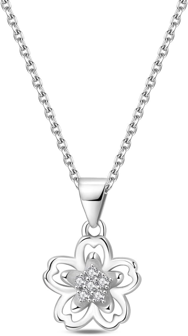 Sterling Silver CZ Pendant Necklace for Women