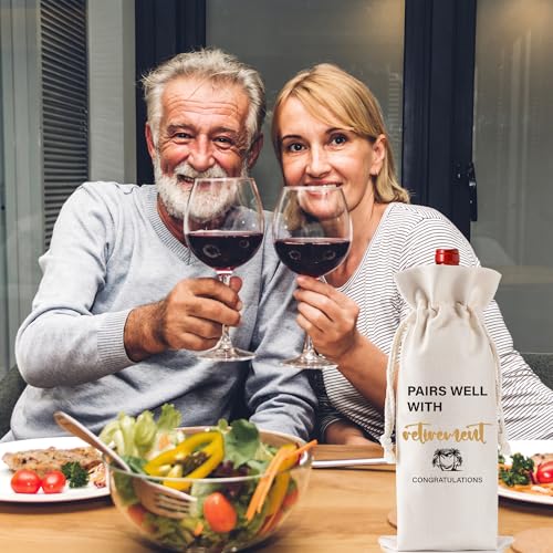 Soireeparty Cadeau de départ à la retraite pour homme et femme – Sac cadeau amusant pour vin de retraite, beige, retirement gifts for women, Sac à vin Happy Retirement – vue 4