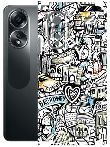 Image of AtOdds - Full Body Back Screen Guard Protector Film - Lamination Wrap Skin Sticker Compatible with Oppo A58 (4G) | Scratchproof Matte Finish (Graffiti 26)