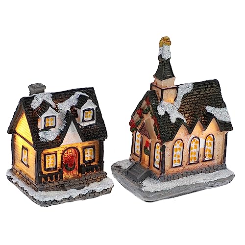 Ciieeo Glowing Fairy Garden House Christmas Ornament Mini Resin House for Christmas Gingerbread Village