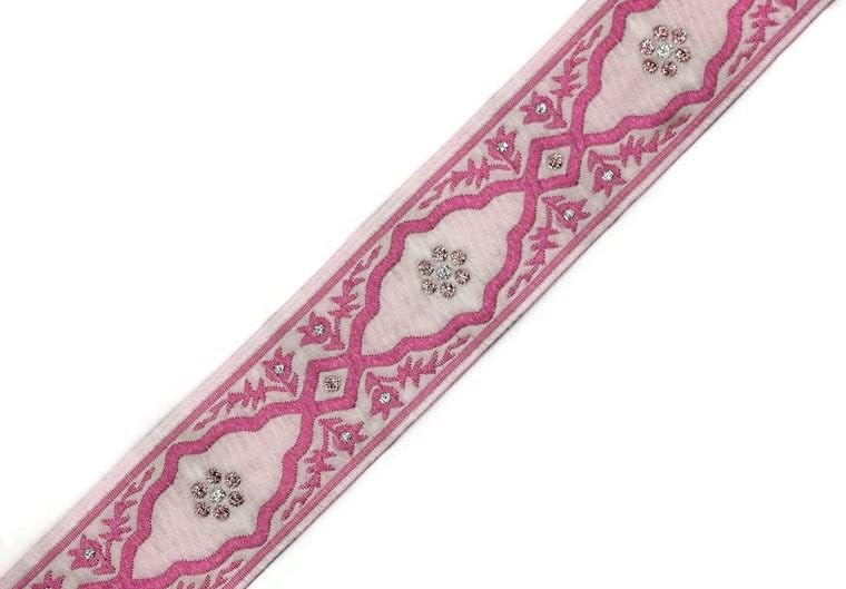 11 Yard Spool 1.37 inches Pink Andalusia Jacquard Ribbon Upholstery Fabric Woven Dekorband Trim Drapery Making