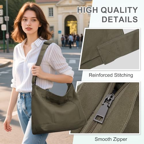 Image of VASCHY Canvas Messenger Tote Bag, Lightweight Casual Crossbody Slouchy Shoulder Hobo Side Bag for Men and Women
