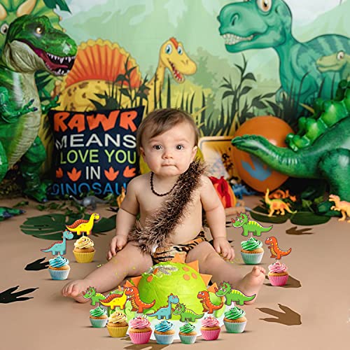 Image of Party Propz Dinosaur Theme Cake Topper Decoration- 24Pcs For Kids | Dinosaur Theme Birthday Decorations | Cake Decoration Items | Dino Theme Cake Decoration Items | Dinosaur Cake Topper