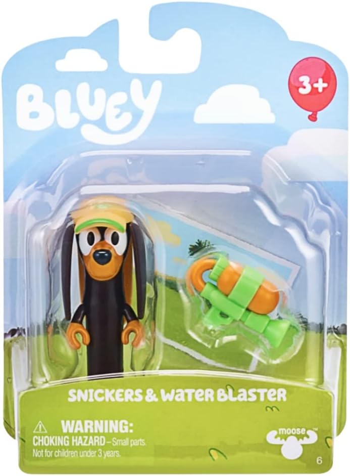 Bluey Story Starters - Choose from 8 Figures, Bingo, Honey, Snickers, Indy, or Muffin - Ages 3+ (Snickers & Water Blaster)