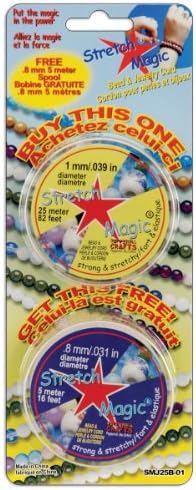 Pepperell SMJ25BO1 Stretch Magic Bead and Jewellery Cords 1 mm x 25 m and 0.8 mm x 5 m, Clear