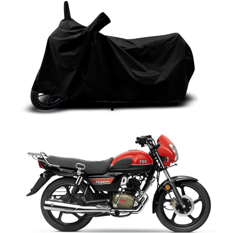 Image of 100% Scratchproof /UV-Rays /Heat Protection /Birds Dropping /Water Resistant /Dust Proof /Waterproof /Full Bike Scooty Two Wheeler Body Cover Compatible for Radeon Dual Disc All Varients[Black]