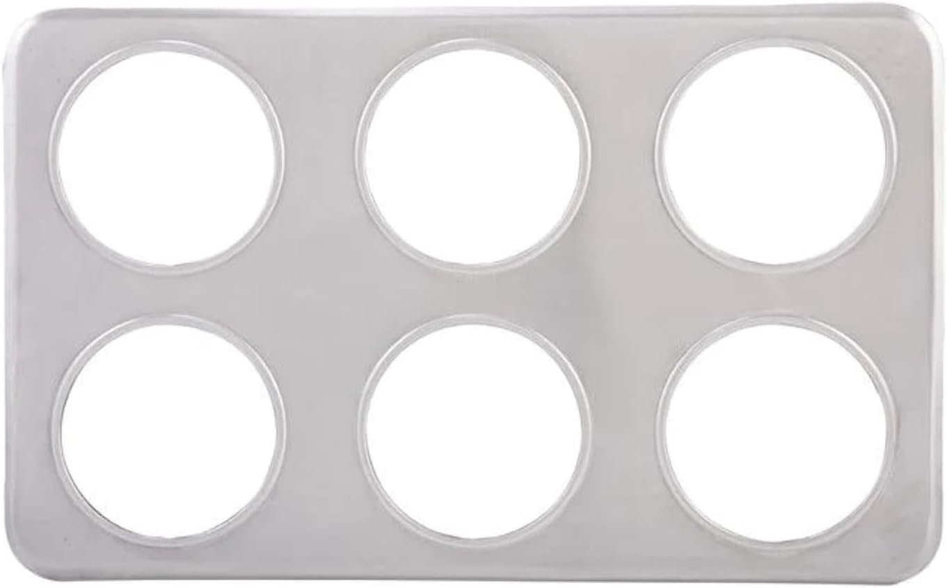 Winco Adaptor Plate with Six 4-3/4-Inch Inset Holes, Medium, Stainless Steel