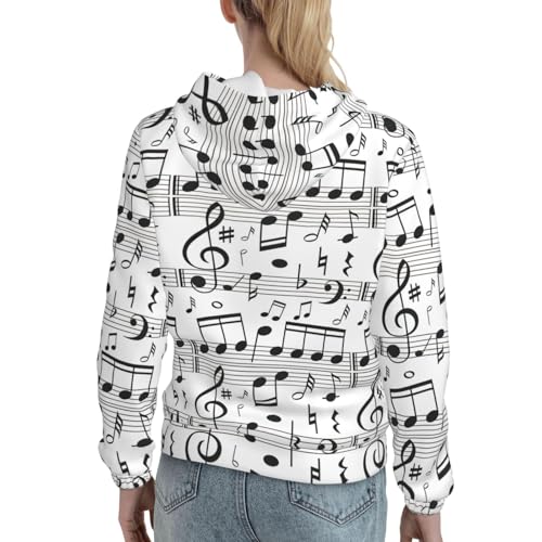 Sweat note de musique femme avec pull capuche imprimé mode - 4