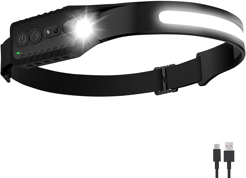 Linterna frontal LED recargable Nessciera, 400 lúmenes, USB-C, 5 modos: liviana, ajustable