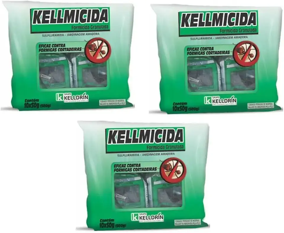 3 Pacotes Kellmicida Isca Granulada Para Formigas Cortadeiras Formicida Kelldrin 10x50g