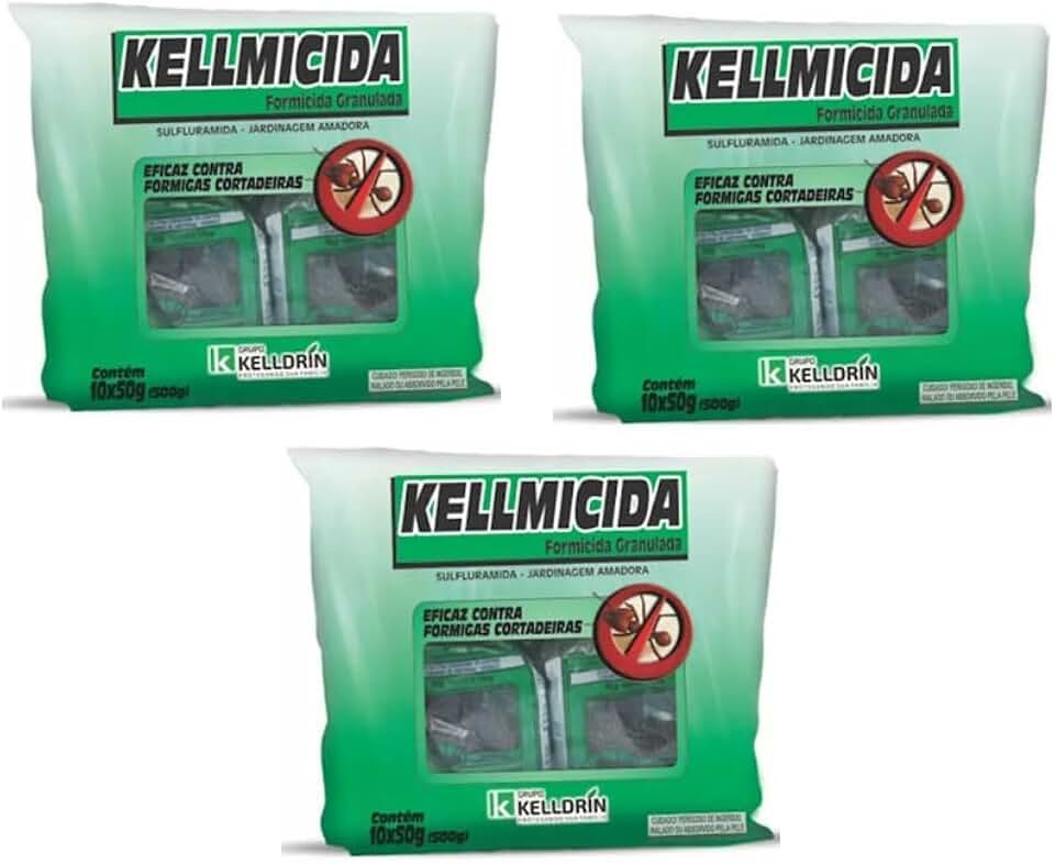 3 Pacotes Kellmicida Isca Granulada Para Formigas Cortadeiras Formicida Kelldrin 10x50g