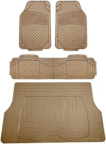 FH Group Semi-Custom Liners Trimmable All Weather Full Set Car Floor Mats with Premium Trimmable All Season Cargo Liner - Universal Fit for Cars Trucks and SUVs (Beige)