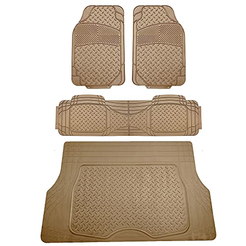 Fh Group Semi-Custom Liners Trimmable All Weather Full Set Car Floor Mats With Premium Trimmable All Season Cargo Liner - Universal Fit For Cars Trucks And Suvs (Beige) #TOP19
