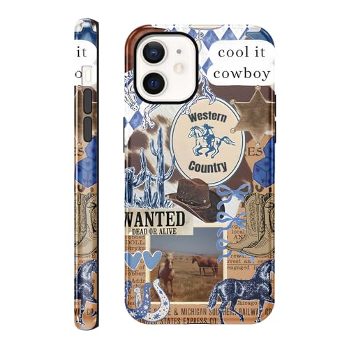 Coque iPhone 12 Pro rétro protection antichoc motif chevaux et cactus 6.1