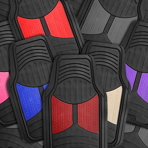 Image of FH Group Automotive Floor Mats - Heavy-Duty Monster Eye Rubber Floor Mats for Cars, Universal Fit Full Set, ClimaProof Floor Mats, Trimmable Floor Mats For Most Sedan, SUV, Truck Floor Mats Blue