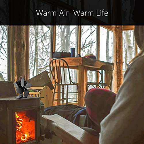 Foedo Fireplace Fan, 4-Blade Heat Powered Stove Fan For Wood/Fireplace/Log Burner, Efficiently Circulate Warm Air, Upgrade Household Cocoon Fan (Black, 4 Blade) #TOP6