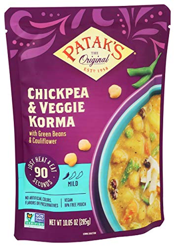 Image of Patak's Chickpeas and Veggie Korma Ready To Heat Curry, 10.05 Fl Oz (Pack of 4)