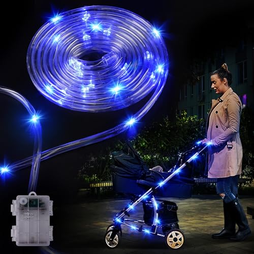 Image of 9.8FT Stroller Lights - Durable Baby Stroller Lights for Walking at Night, Make The Stroller Visible, with Cable Ties, LED Lights for Stroller Accessories Bikes, Blue