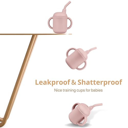 Miniatura 5 de Mintlyfe Vaso para bebés y niñas, vaso de entrenamiento de silicona para niños y niñas, vaso con popote de entrenamiento, irrompible, a prueba de