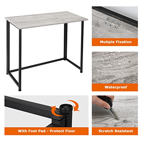 Leopard Outdoor Products Folding Computer Desk For Small Spaces, Space-Saving Home Office Desk, Foldable Computer Table, Laptop Table, Writing Desk, Compact Study Reading Table (Black/Greige) #TOP4