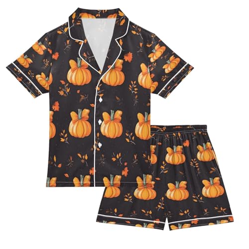 senya Pajama Sets Silky Button Down Nightwear Sleepwear Size 5-14 Years Bows Pumpkins