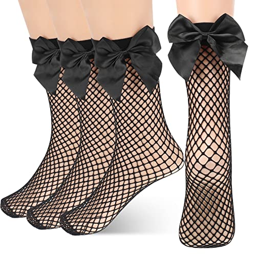 Geyoga Netz Socken 2 Paare Schwarz Mit Schleife - Damen Kurze Strümpfe für den Sommer