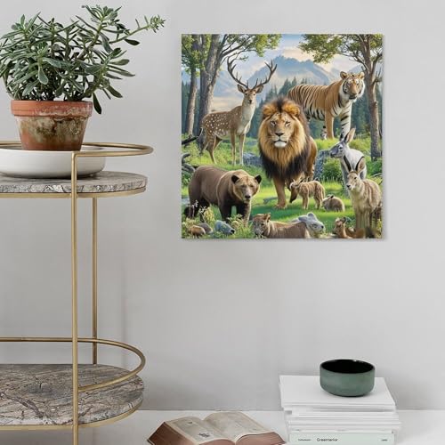 Toile murale abstraite animaux sauvages cadre 40x40 cm