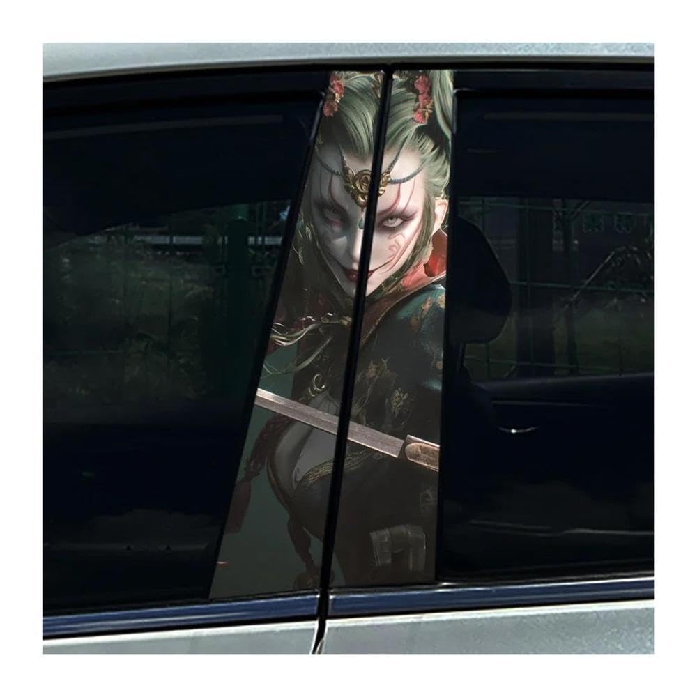 Body Parts 2PCS Car B Pillar Sticker Chinese Ancient Style Corpse Bride Waterproof Center Column Decals(F)