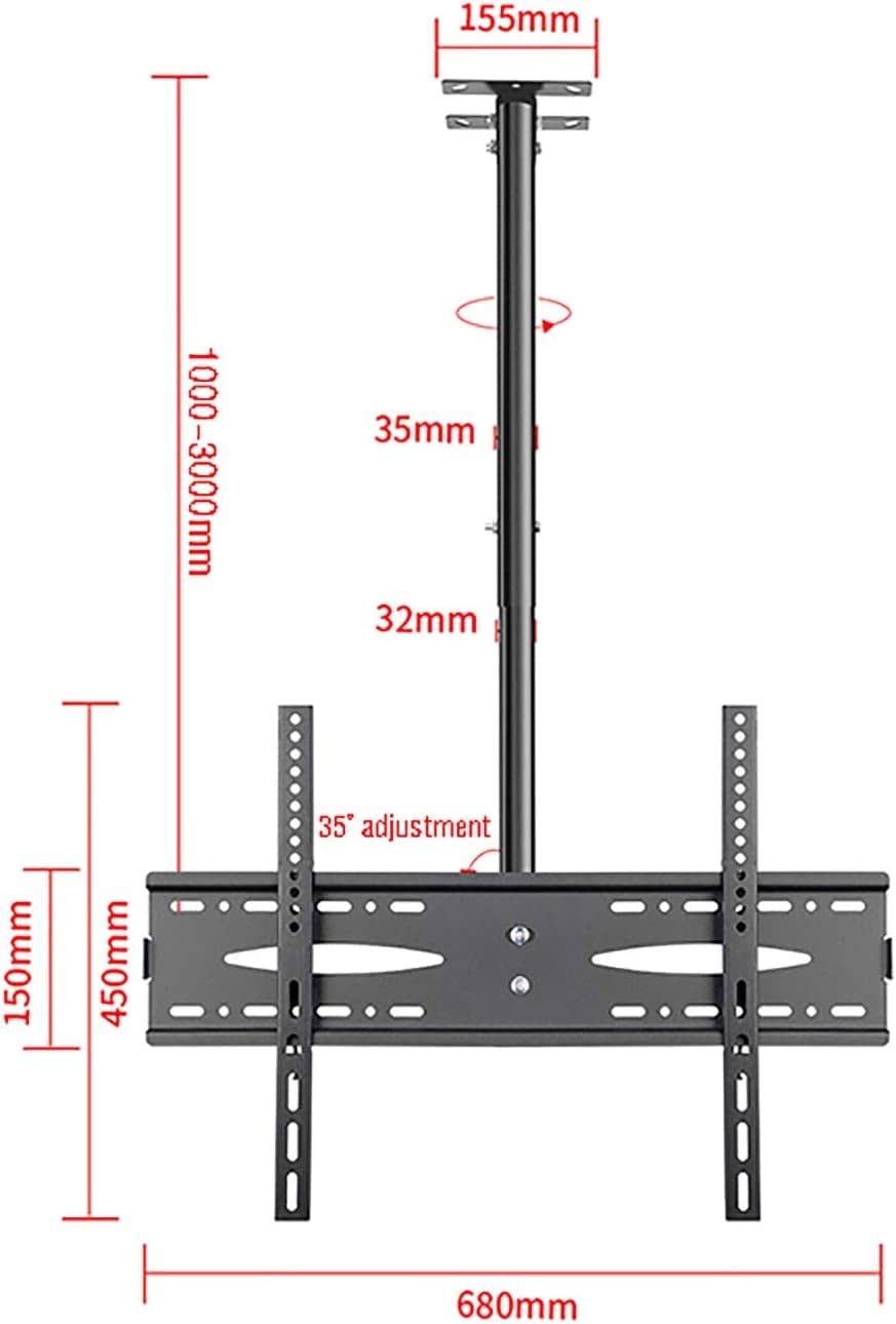 Supporto per TV regolabile in altezza, staffa girevole a soffitto per TV a schermo piatto 45-60 fino a VESA 680 x 450 mm