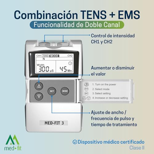 Eliminar dolor de espalda con electroestimulador TENS y EMS Med-Fit 3 para rehabilitación 2