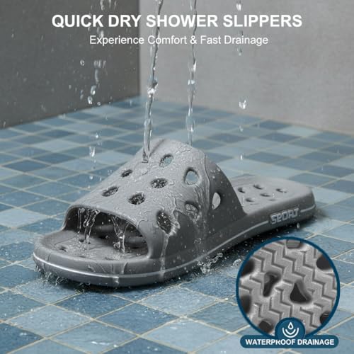 Image of FINLEEO Shower Sandals with Drainage Holes - Quick Drying Bathroom & Gym Slippers for Men and Women