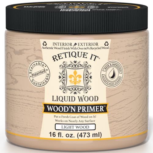 Retique It Wood'n Primer - Paint it then stain it - Stainable Wood Fiber Paint (Light Wood, Medium)